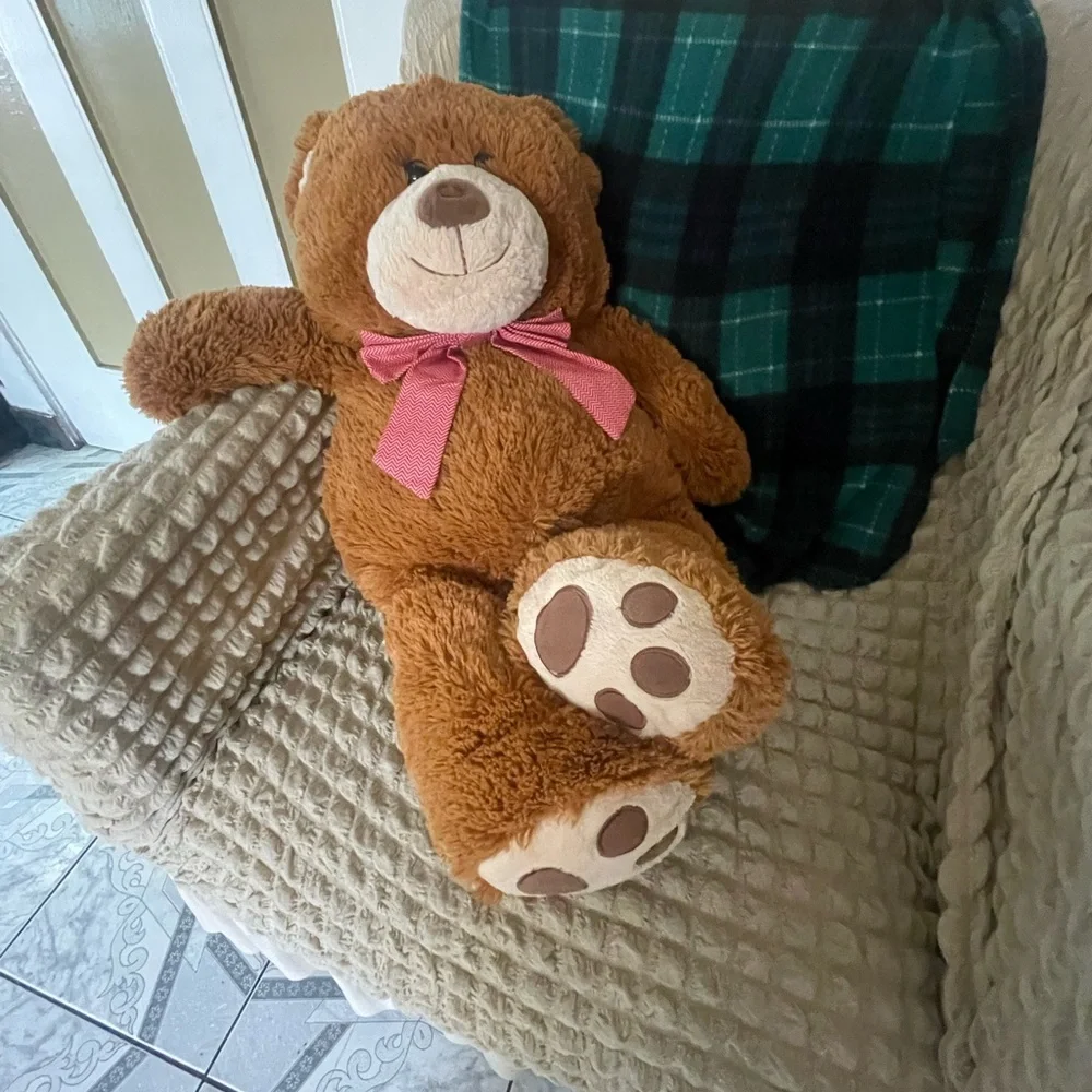 Brown Teddy Bear with Pink Bow perfect condition